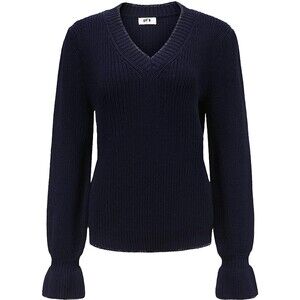 Gil' B Midweight Knitted V Neck Bell Sleeve Sweater Sz M